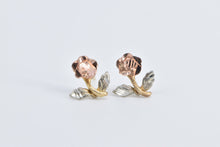 Load image into Gallery viewer, 10K Tri Tone Rose Diamond Cut Flower Stud Earrings Yellow Gold