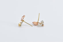 Load image into Gallery viewer, 10K Tri Tone Rose Diamond Cut Flower Stud Earrings Yellow Gold