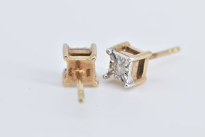 10K Vintage Diamond Classic Solitaire Stud Earrings Yellow Gold