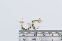 Load image into Gallery viewer, 10K Vintage Diamond Emerald Semi Hoop Fashion Earrings Yellow Gold