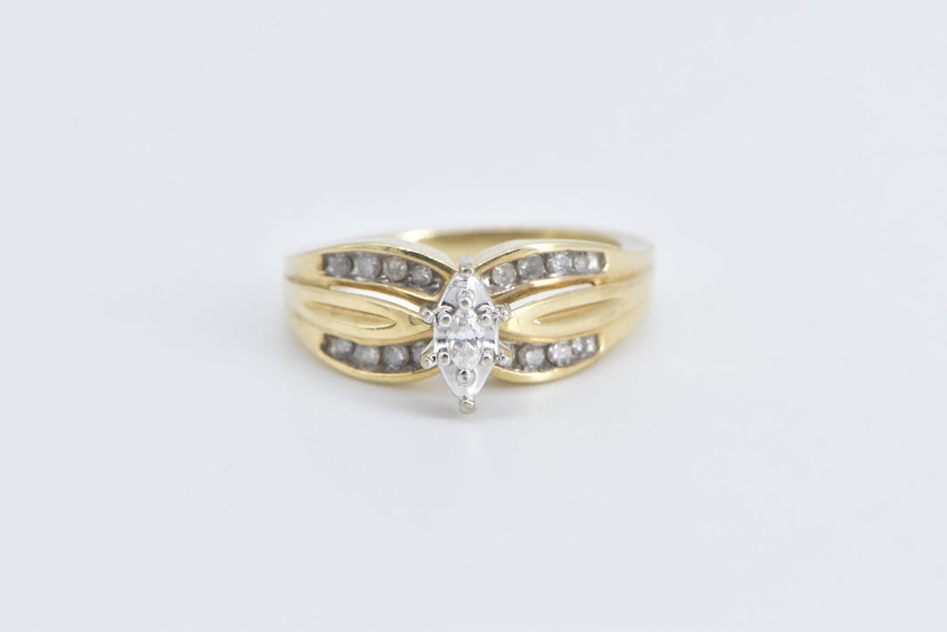 10K Vintage Marquise Diamond Engagement Ring Yellow Gold