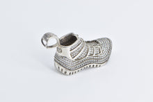 Load image into Gallery viewer, Sterling Silver Pave Encrusted Running Shoe CZ Track Pendant