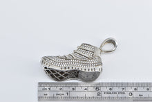 Load image into Gallery viewer, Sterling Silver Pave Encrusted Running Shoe CZ Track Pendant