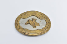 Load image into Gallery viewer, Base Metal Brass Accent Cowboy Motif Oval Western Belt Buckle