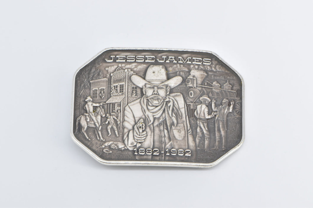 Sterling Silver Jesse James Commem. 100th Anniversary Belt Buckle