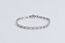 Load image into Gallery viewer, 18K 1 Ctw Diamond Cluster XO Hugs Kisses Tennis Bracelet 6.75&quot; White Gold