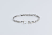 Load image into Gallery viewer, 18K 1 Ctw Diamond Cluster XO Hugs Kisses Tennis Bracelet 6.75&quot; White Gold