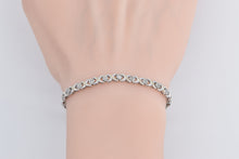 Load image into Gallery viewer, 18K 1 Ctw Diamond Cluster XO Hugs Kisses Tennis Bracelet 6.75&quot; White Gold