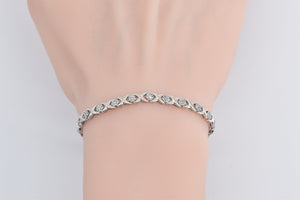 18K 1 Ctw Diamond Cluster XO Hugs Kisses Tennis Bracelet 6.75" White Gold