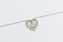 Load image into Gallery viewer, 14K Oval Opal Diamond Heart Love Symbol Chain Necklace 19&quot; Yellow Gold