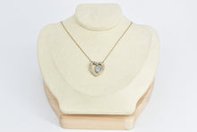 Load image into Gallery viewer, 14K Oval Opal Diamond Heart Love Symbol Chain Necklace 19&quot; Yellow Gold