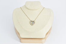 Load image into Gallery viewer, 14K Oval Opal Diamond Heart Love Symbol Chain Necklace 19&quot; Yellow Gold