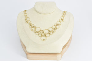 14K Talisa Rounds and Rings Statement Chain Necklace 17" Yellow Gold