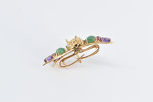 Load image into Gallery viewer, 14K Gemstone Encrusted Dragonfly Dress Clip Pin/Brooch Yellow Gold