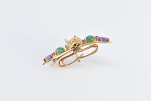 Load image into Gallery viewer, 14K Gemstone Encrusted Dragonfly Dress Clip Pin/Brooch Yellow Gold