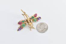 Load image into Gallery viewer, 14K Gemstone Encrusted Dragonfly Dress Clip Pin/Brooch Yellow Gold