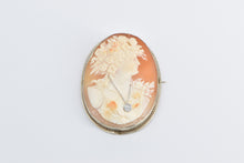 Load image into Gallery viewer, 14K Victorian Carved Lady Cameo Diamond Necklace Pendant/Pin Yellow Gold