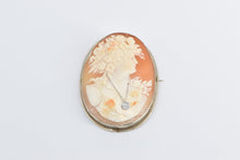 Load image into Gallery viewer, 14K Victorian Carved Lady Cameo Diamond Necklace Pendant/Pin Yellow Gold