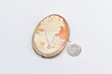 Load image into Gallery viewer, 14K Victorian Carved Lady Cameo Diamond Necklace Pendant/Pin Yellow Gold