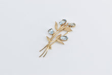 Load image into Gallery viewer, 14K Vintage Van Dell Blue Topaz Bouquet Flower Pin/Brooch Yellow Gold