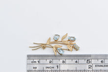 Load image into Gallery viewer, 14K Vintage Van Dell Blue Topaz Bouquet Flower Pin/Brooch Yellow Gold