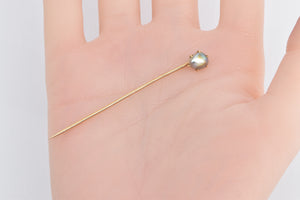 14K Victorian Tahitian Pearl Baroque Pearl Stick Pin Yellow Gold