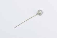 Load image into Gallery viewer, 14K Art Deco Diamond Ornate Decorative Stick Pin White Gold