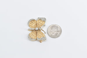 14K 0.52 Ctw Diamond Butterfly Beauty Symbol Pin/Brooch Yellow Gold