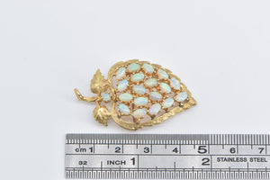 14K Vintage Natural Opal Grape Bunch Leaf Pin/Brooch Yellow Gold