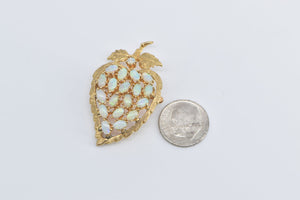 14K Vintage Natural Opal Grape Bunch Leaf Pin/Brooch Yellow Gold