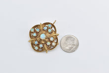 Load image into Gallery viewer, 14K 1940&#39;s Natural Opal Quatrefoil Statement Pendant/Pin Yellow Gold