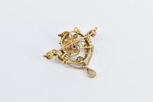 Load image into Gallery viewer, 14K Victorian Seed Pearl Opal Flower Swirl Drop Pendant/Pin Yellow Gold