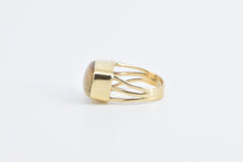 Load image into Gallery viewer, 14K Vintage Petrified Wood Squared Statement Ring Yellow Gold