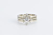 Load image into Gallery viewer, 14K 0.65 Ctw Diamond Floral Engagement Set Band Ring White Gold