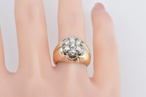 14K 1.19 Ctw Vintage Diamond Round Cluster Ring Yellow Gold