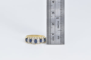 14K Marquise Sapphire Diamond Vintage Band Ring Yellow Gold