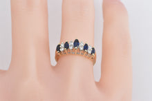 Load image into Gallery viewer, 14K Marquise Sapphire Diamond Vintage Band Ring Yellow Gold