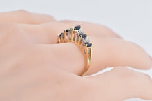 Load image into Gallery viewer, 14K Marquise Sapphire Diamond Vintage Band Ring Yellow Gold