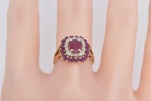 Load image into Gallery viewer, 14K Oval Natural Ruby Diamond Halo Statement Ring Yellow Gold