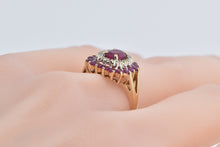 Load image into Gallery viewer, 14K Oval Natural Ruby Diamond Halo Statement Ring Yellow Gold