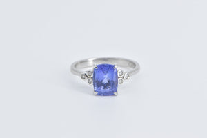 Platinum Oval Cushion Tanzanite Diamond Statement Ring