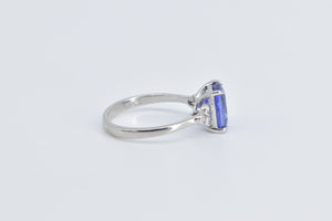 Platinum Oval Cushion Tanzanite Diamond Statement Ring