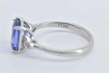 Load image into Gallery viewer, Platinum Oval Cushion Tanzanite Diamond Statement Ring