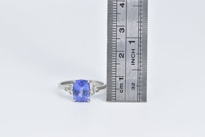 Platinum Oval Cushion Tanzanite Diamond Statement Ring