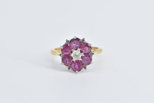 Load image into Gallery viewer, 18K 1.70 Ctw Natural Ruby Diamond Flower Cluster Ring Yellow Gold