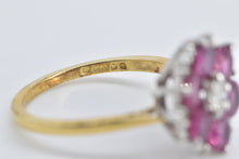 Load image into Gallery viewer, 18K 1.70 Ctw Natural Ruby Diamond Flower Cluster Ring Yellow Gold