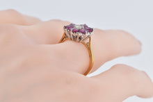 Load image into Gallery viewer, 18K 1.70 Ctw Natural Ruby Diamond Flower Cluster Ring Yellow Gold