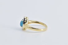 Load image into Gallery viewer, 14K Pear Turquoise Diamond Halo Statement Ring Yellow Gold