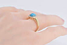 Load image into Gallery viewer, 14K Pear Turquoise Diamond Halo Statement Ring Yellow Gold