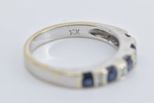 Load image into Gallery viewer, 18K Vintage Sapphire Diamond Wedding Band Ring White Gold